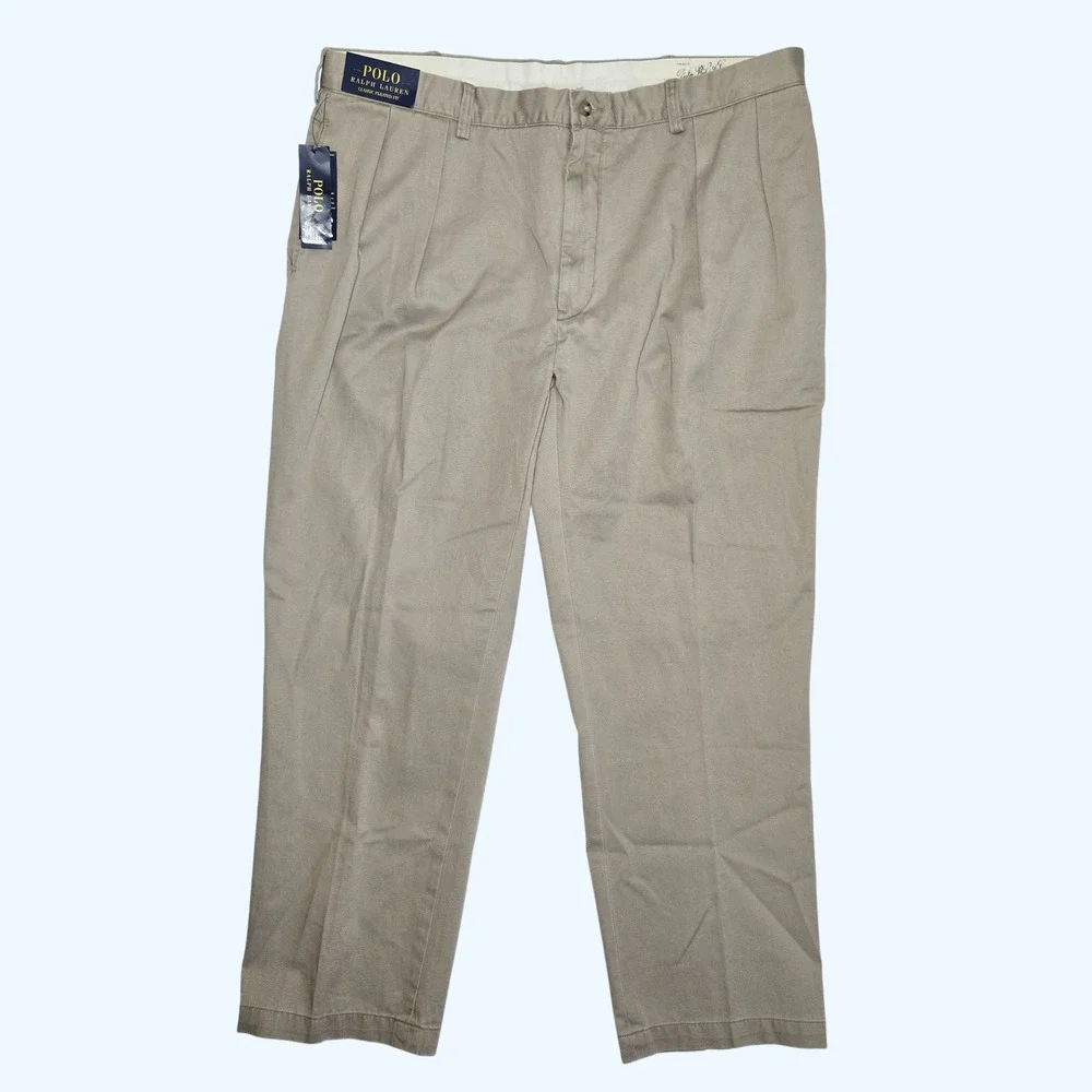 NEW Polo Ralph Lauren Mens Classic Pleated Fit Chino Pants Hudson Tan 40x30